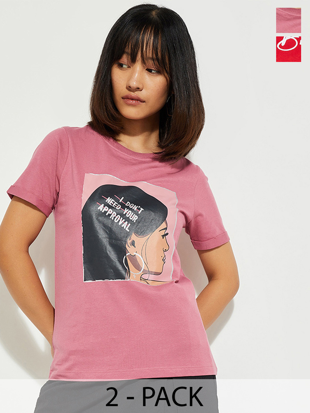 

Max Urb_N Women Graphic Printed T-Shirt - Pack of 2, Multi