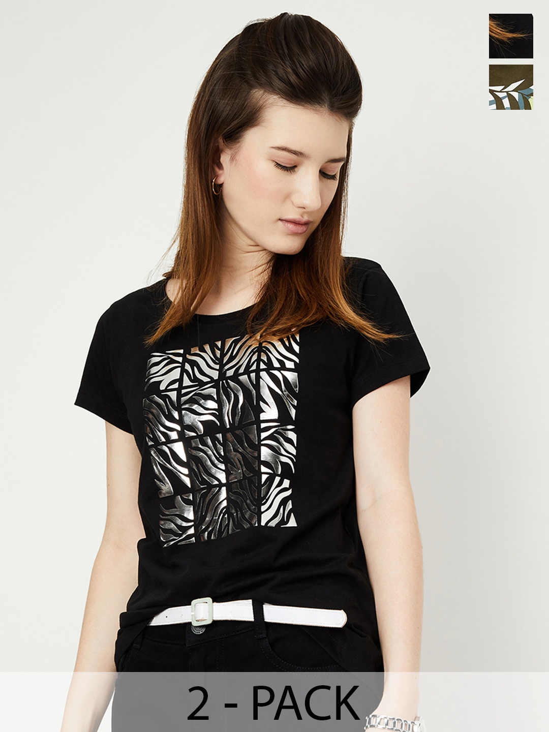 

Max Women Graphic Printed T-Shirt - Pack of 2, Multi
