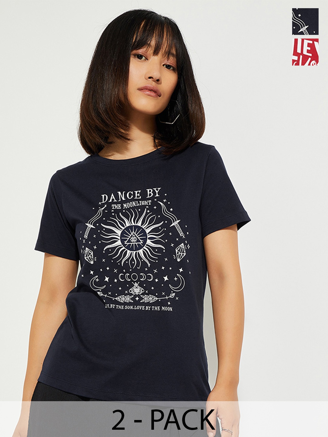 

Max Urb_N Women Graphic Printed T-Shirt - Pack of 2, Multi