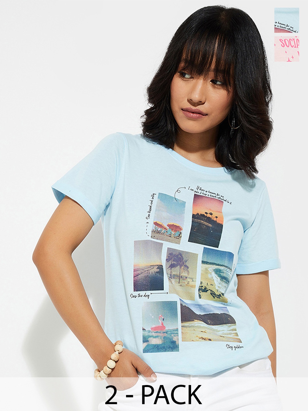 

Max Urb_N Women Graphic Printed T-Shirt - Pack of 2, Multi