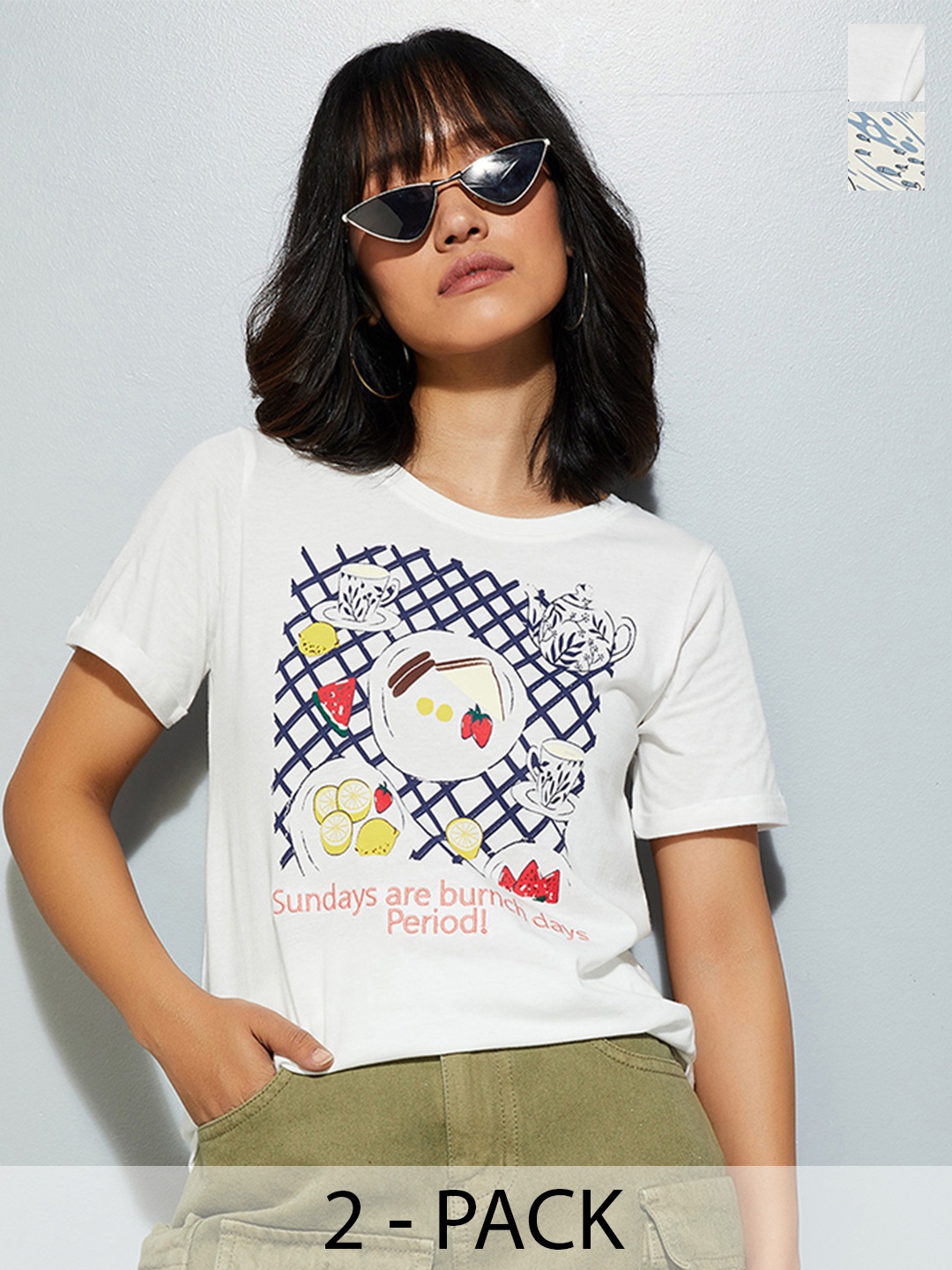 

Max Urb_N Women Graphic Printed T-Shirt - Pack of 2, Multi
