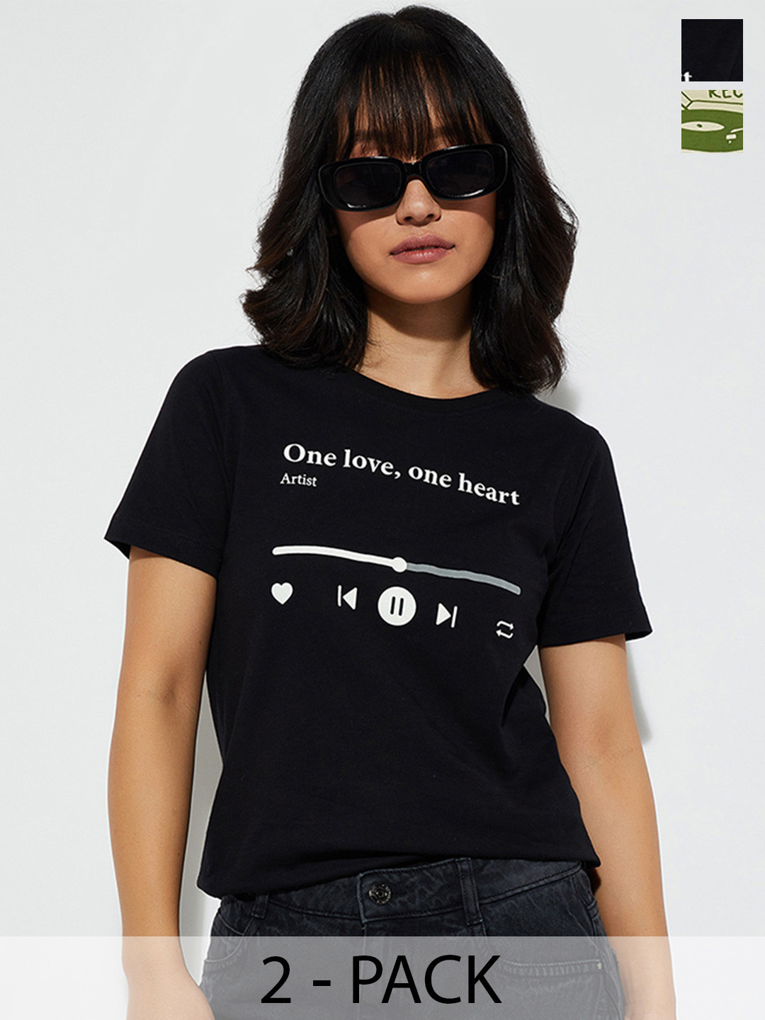 

Max Urb_N Women Graphic Printed T-Shirt - Pack of 2, Multi