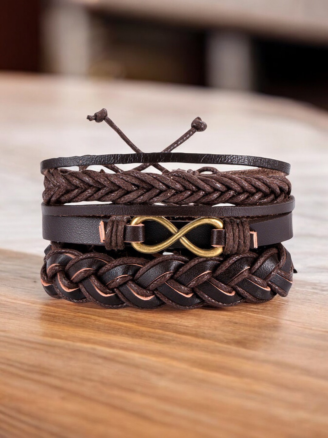 

fabula Men Set Of 3 Layer Braided Wraparound Bracelet, Brown