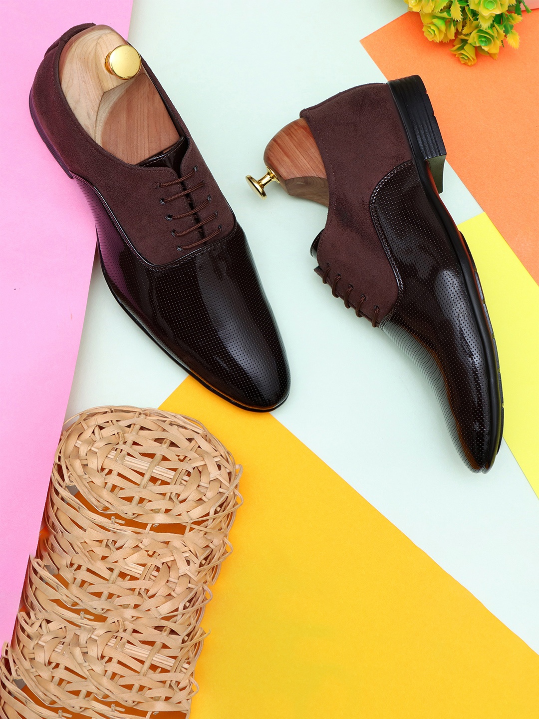 

SHUAN Men Colourblocked Formal Oxfords, Brown