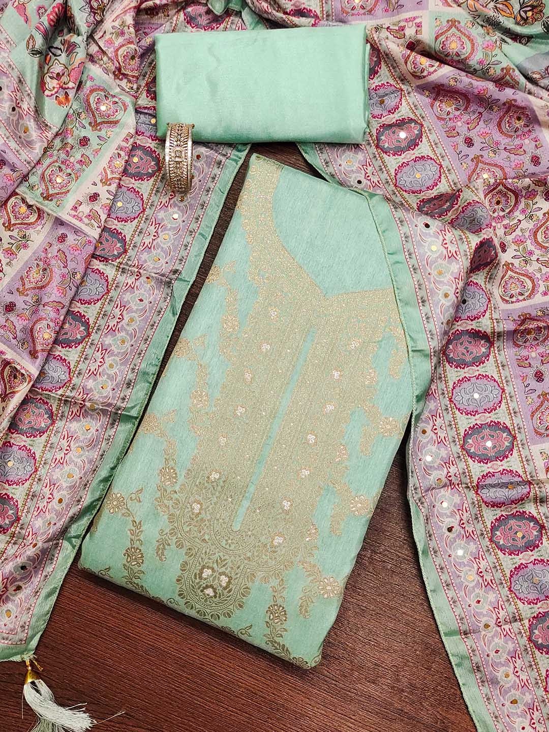 

Maroosh Embellished Unstitched Dress Material, Sea green