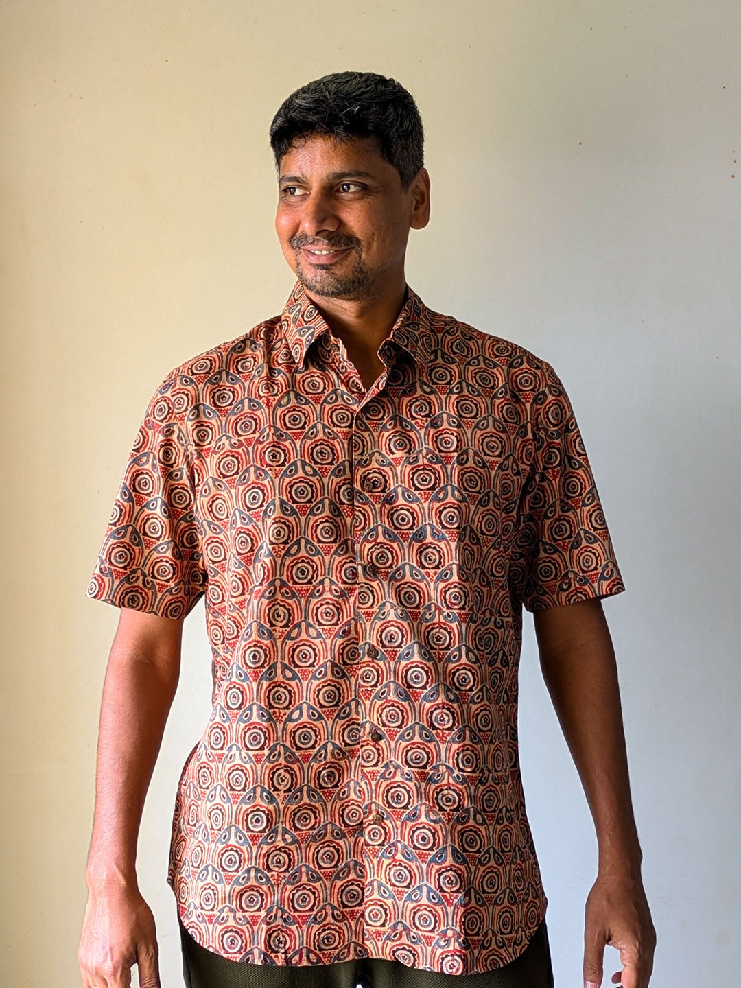 

Assal Men Printed Cotton Short Sleeves Comfort Casual Shirt, Red