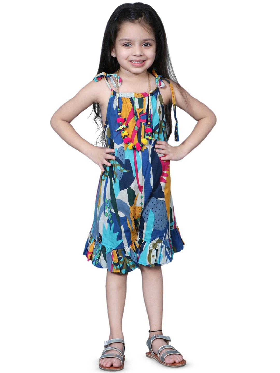 

EthIndia Girls Printed Jumpsuit, Blue