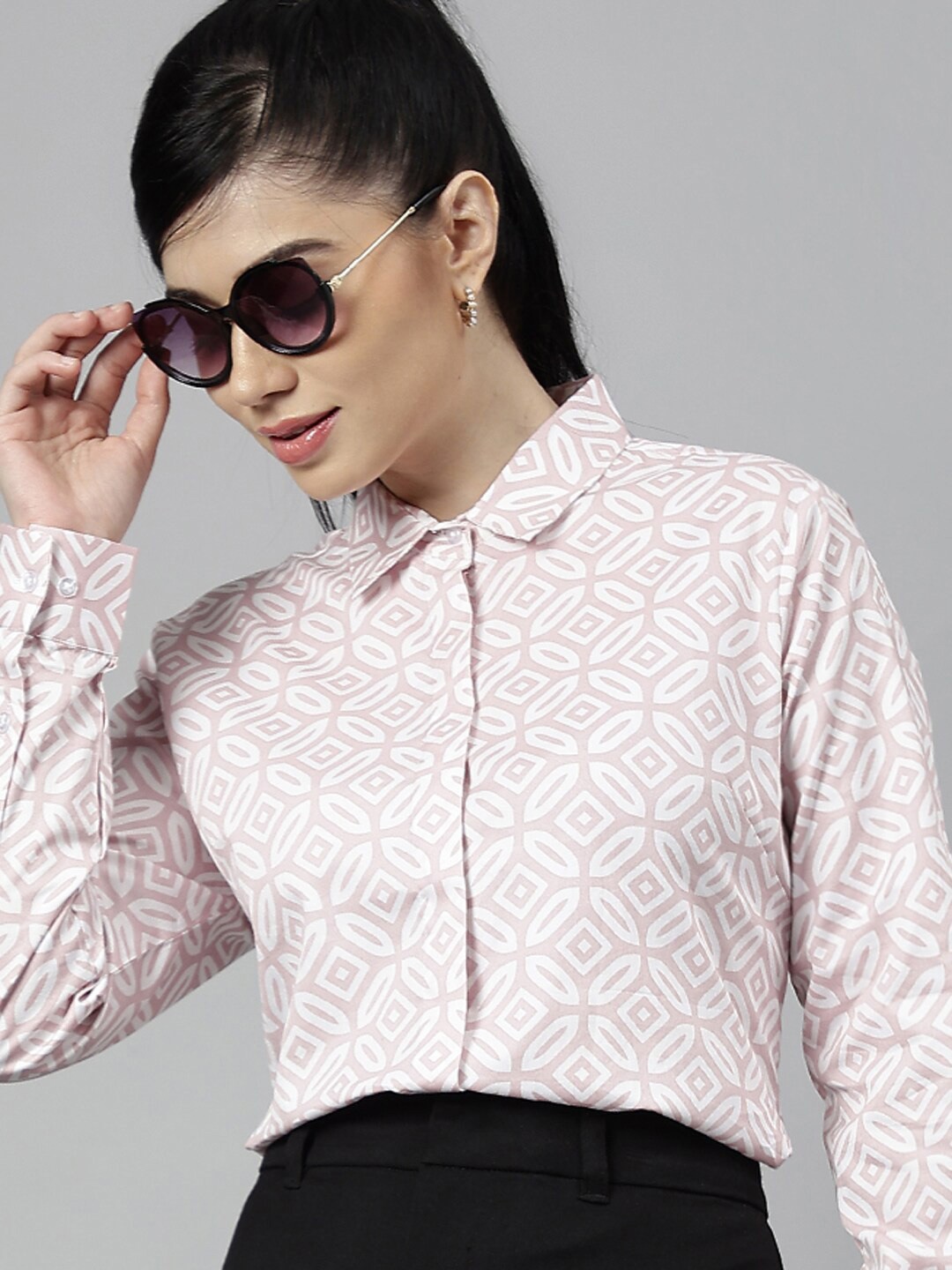 

Hancock Women Long Sleeves Floral Printed Formal Shirt, Pink