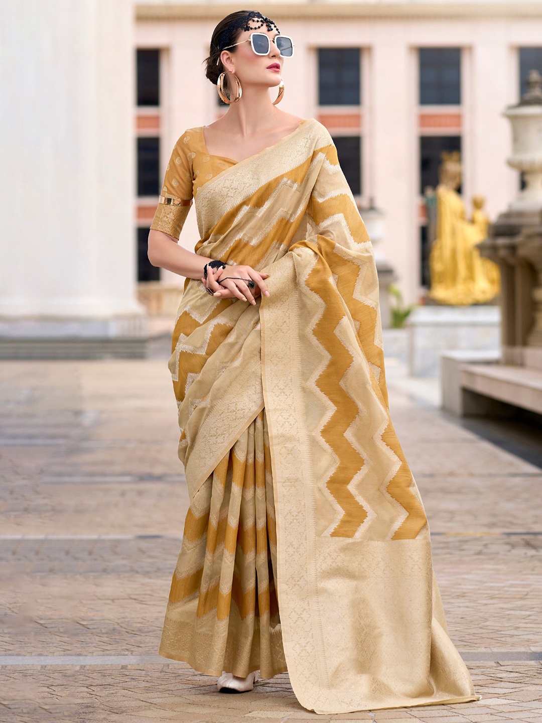

MySilkLove Woven Design Zari Saree, Yellow