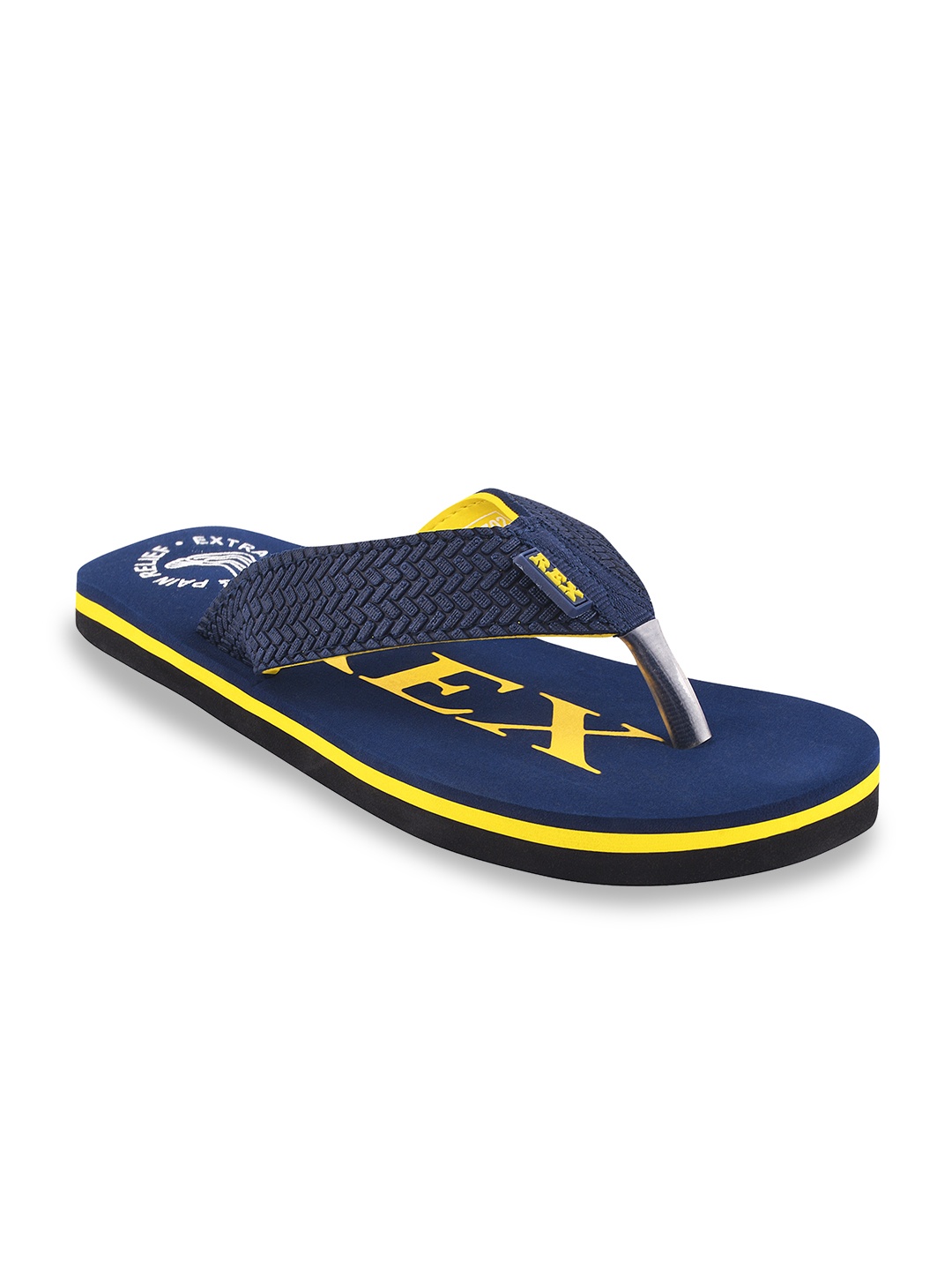 

Rex Shoes Men Textured Thong Flip-Flops, Navy blue