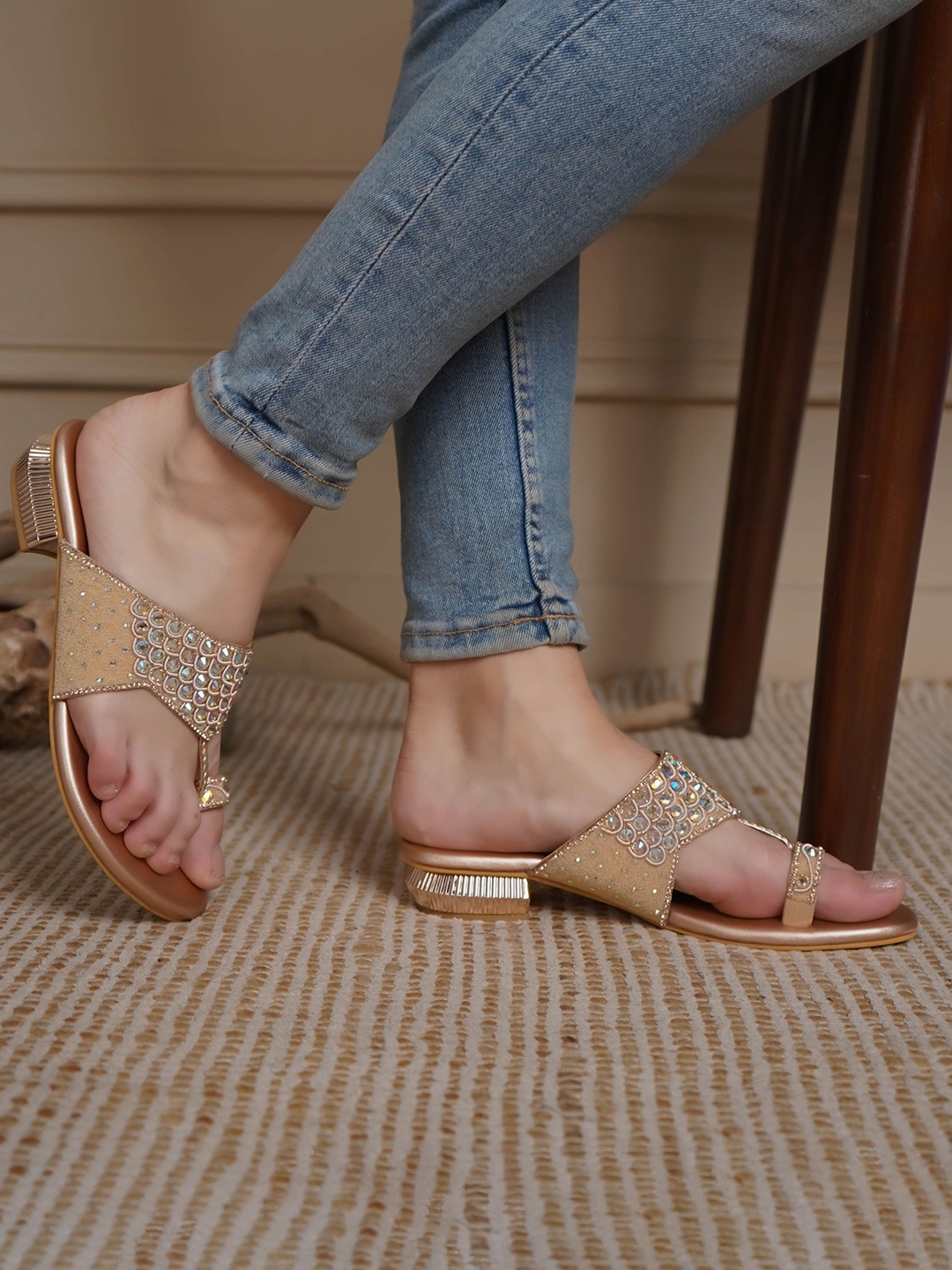 

Shezone Embellished Block Heel Sandals, Pink
