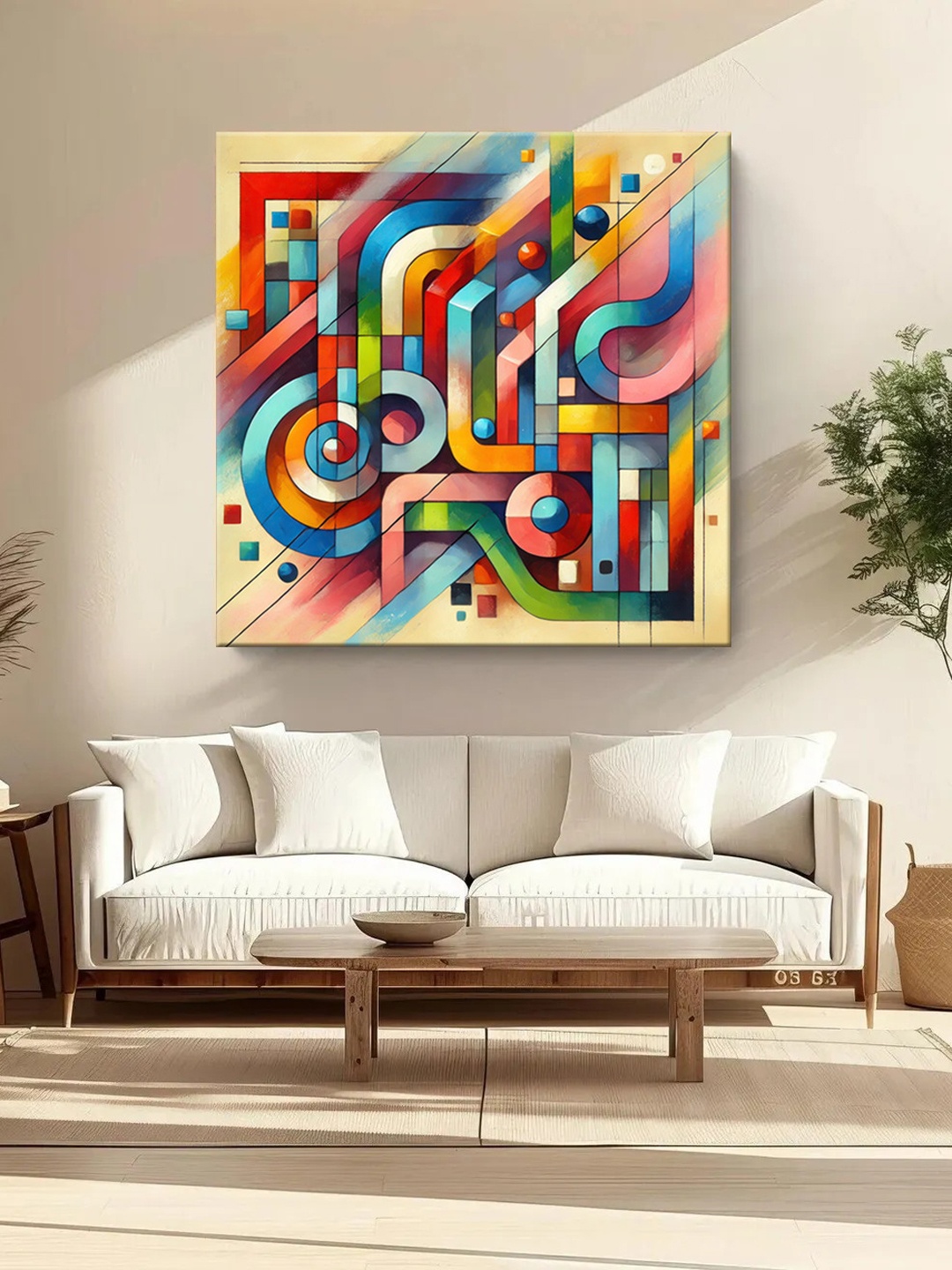 

999Store Blue & Yellow Abstract Printed Canvas Wall Art