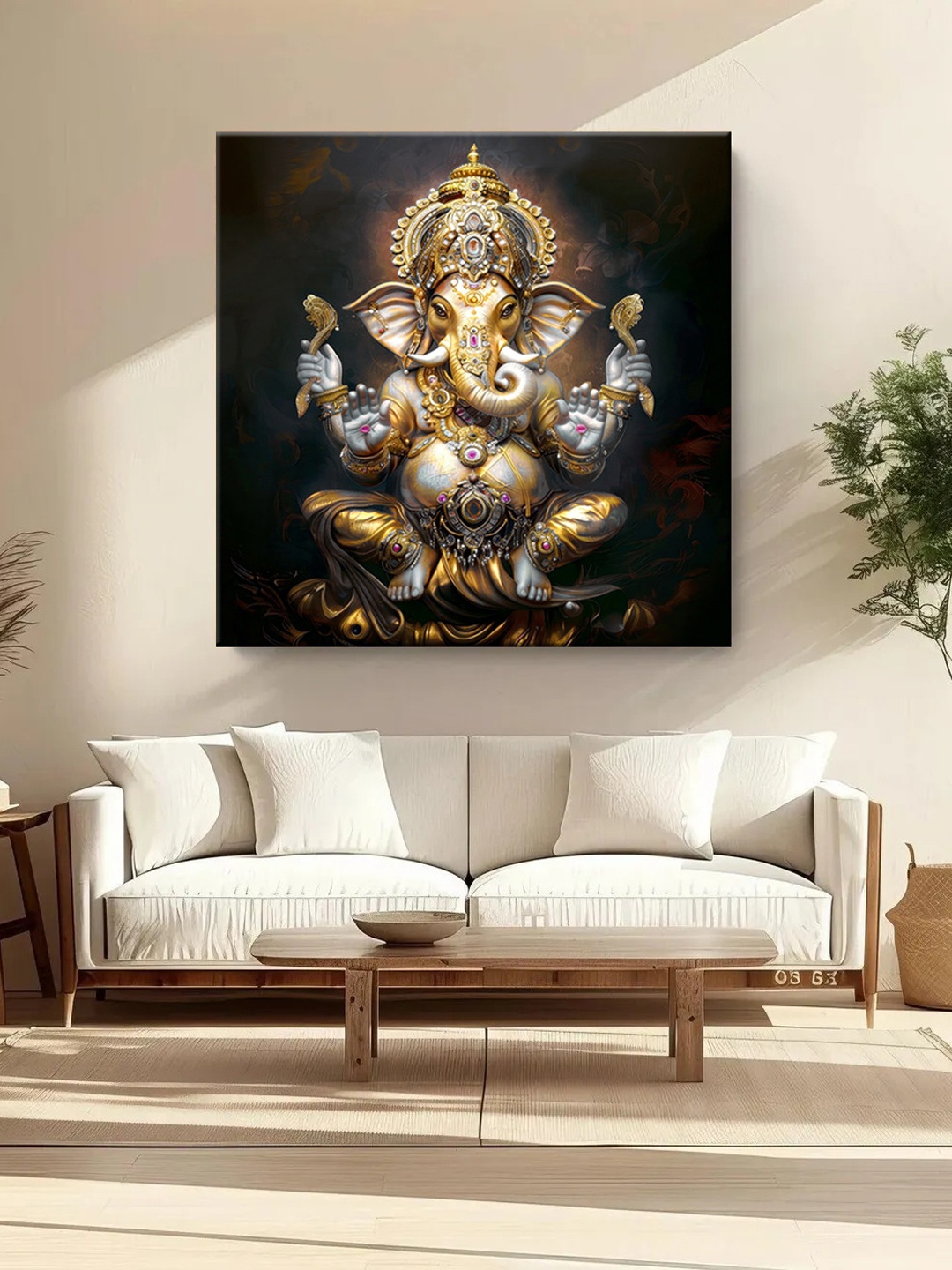 

999Store Brown & Yellow Canvas Religious Wall Paintings