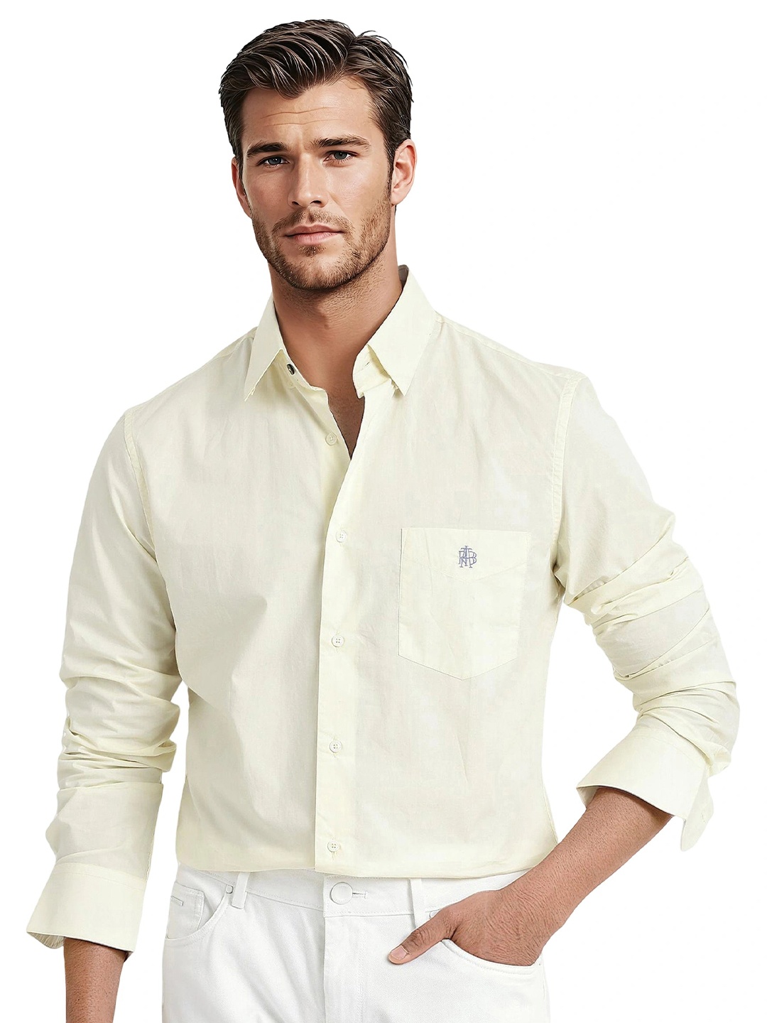 

RARE RABBIT Men Comfort Spread Collar Solid Cotton Casual Shirt, Yellow