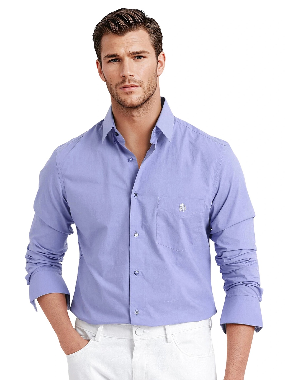 

RARE RABBIT Men Comfort Spread Collar Solid Cotton Casual Shirt, Purple