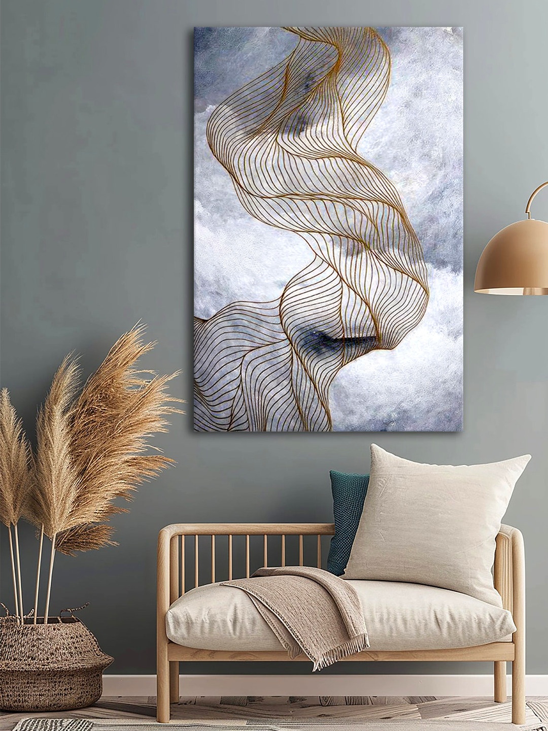 

999Store Grey & White Canvas Abstract Wall Paintings
