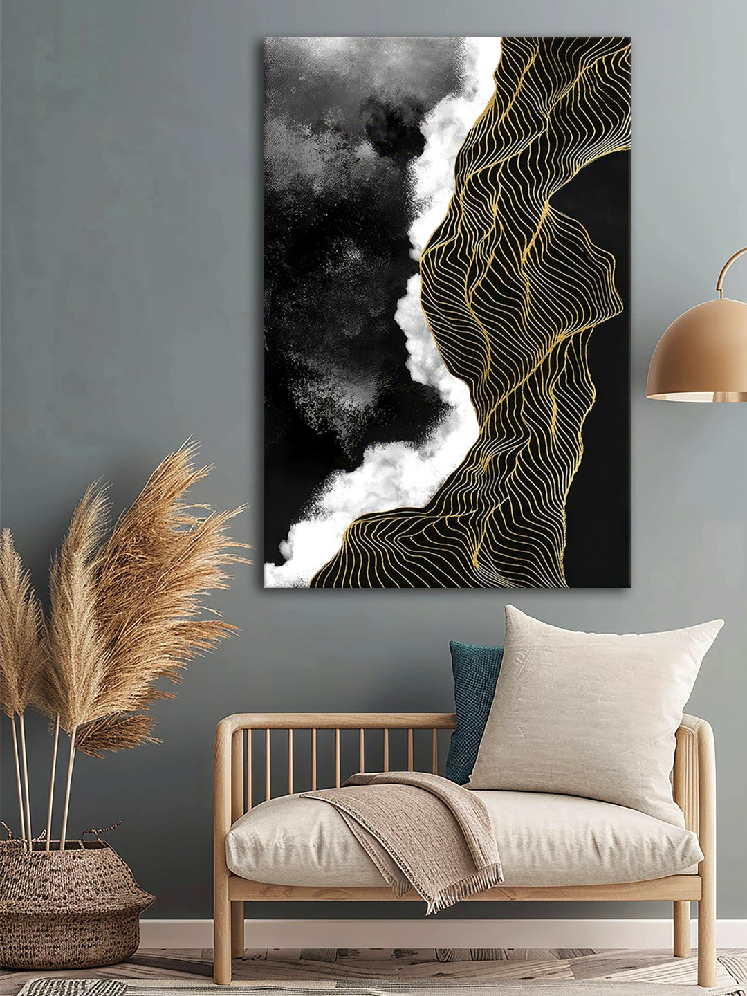 

999Store Black & White Abstract Printed Canvas Wall Art
