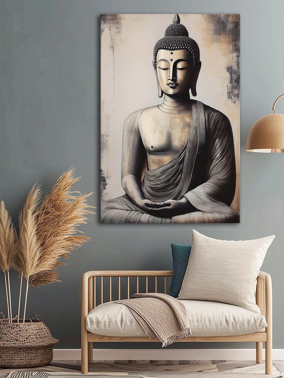 

999Store Grey Elegant Buddha Canvas Wall Art