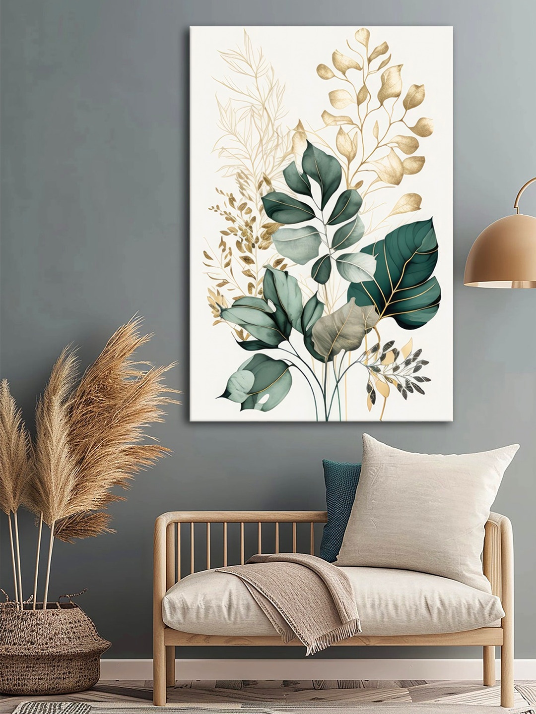 

999Store White & Green Canvas Floral Wall Paintings