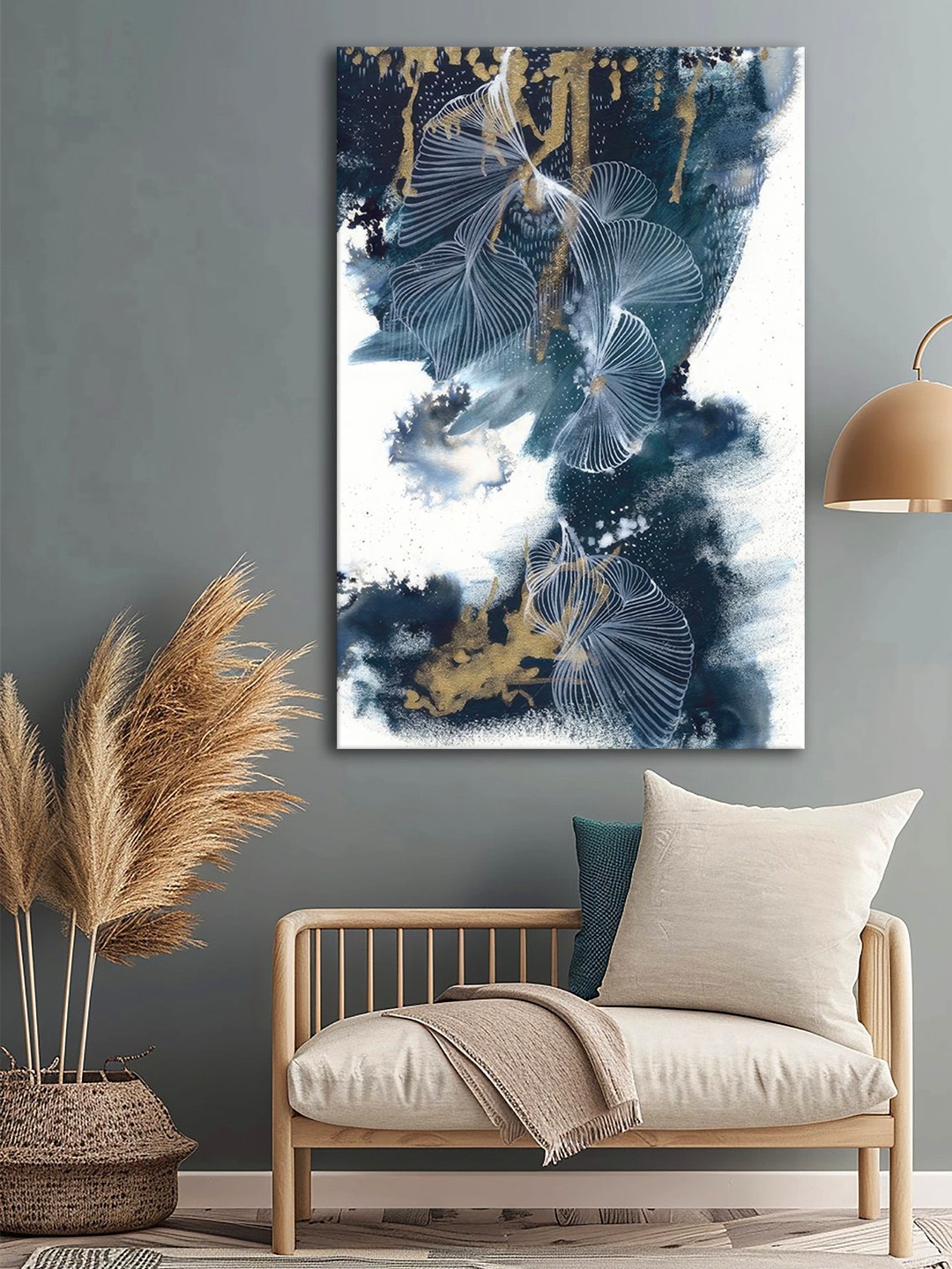 

999Store White & Grey 1 Piece Canvas Abstract Wall Paintings