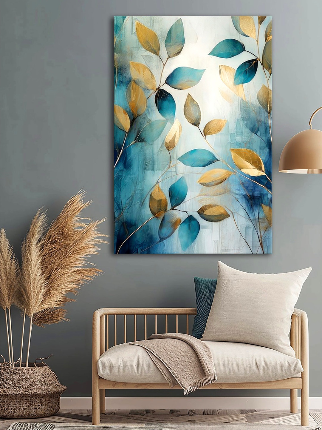 

999Store Blue & White Canvas Floral Wall Paintings