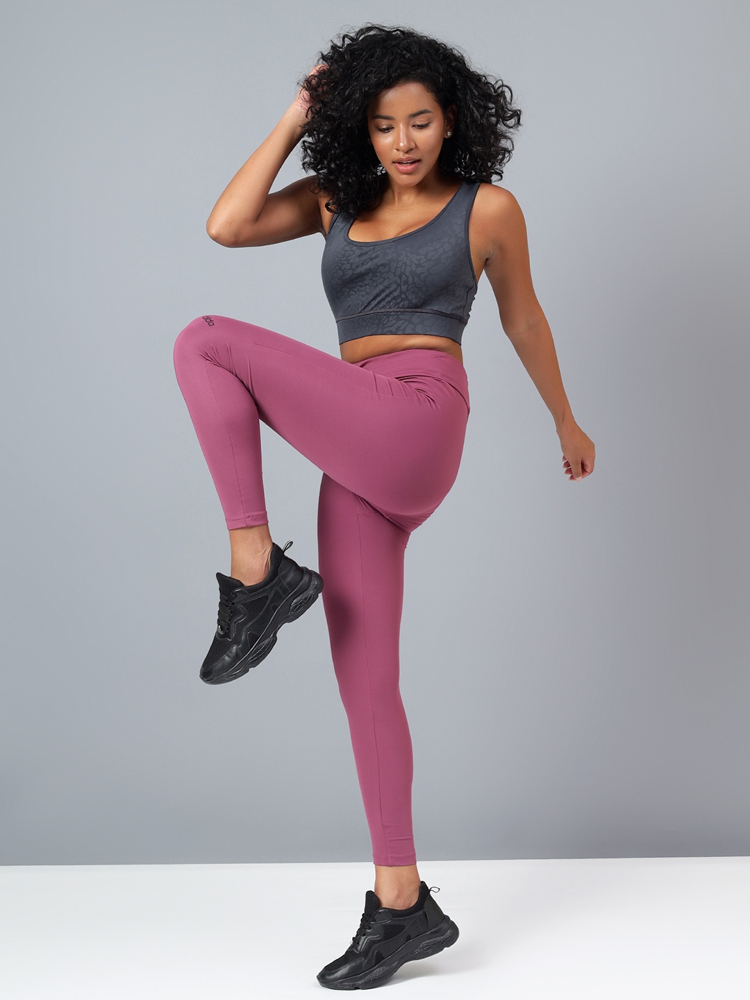 

DIDA Yoga Quick Dry Ankle Length High Rise Slim Fit Activewear Multi Sports Tight, Pink