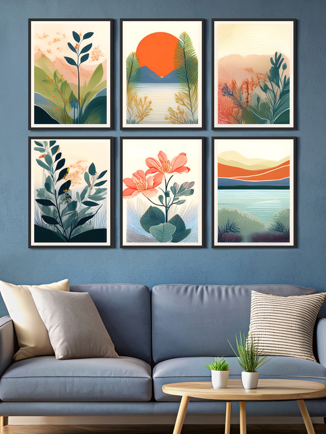 

999Store White & Green 6 Pieces Floral & Botanical Canvas Wall Arts