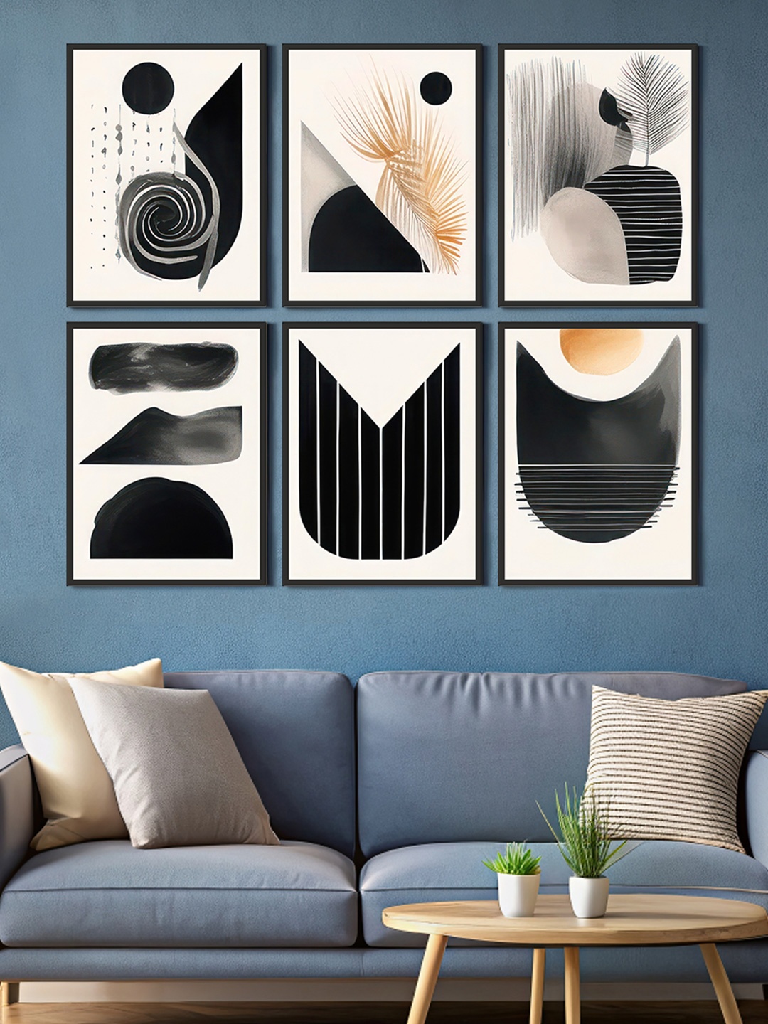 

999Store White & Black 6 Pieces Canvas Wall Arts