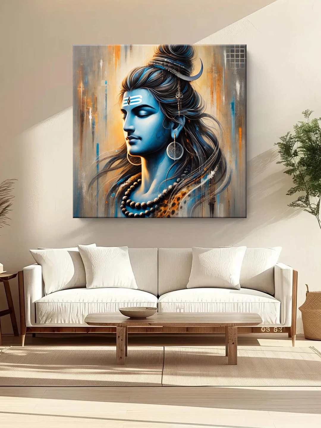 

999Store Blue & Grey Canvas Religious Wall Paintings