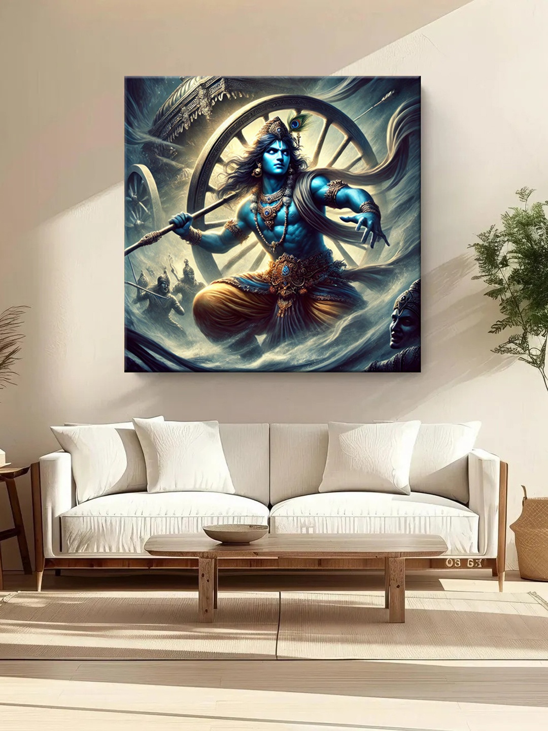 

999Store Grey & Blue Canvas Religious Wall Paintings
