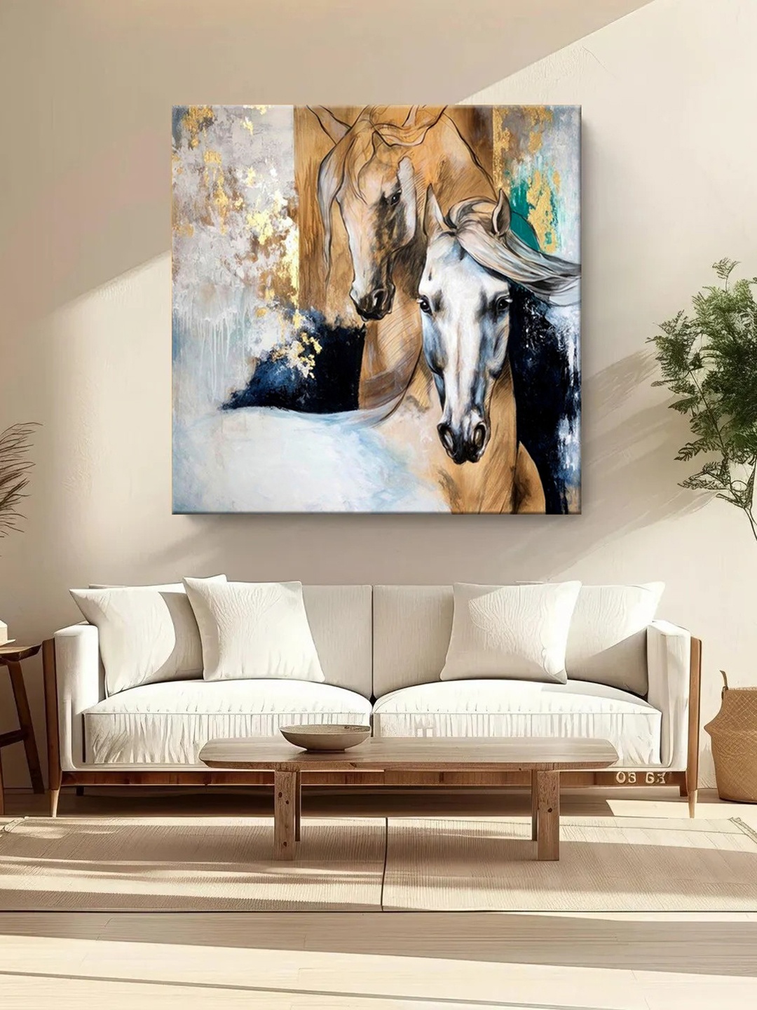 

999Store Grey & Brown Canvas Animal Wall Paintings