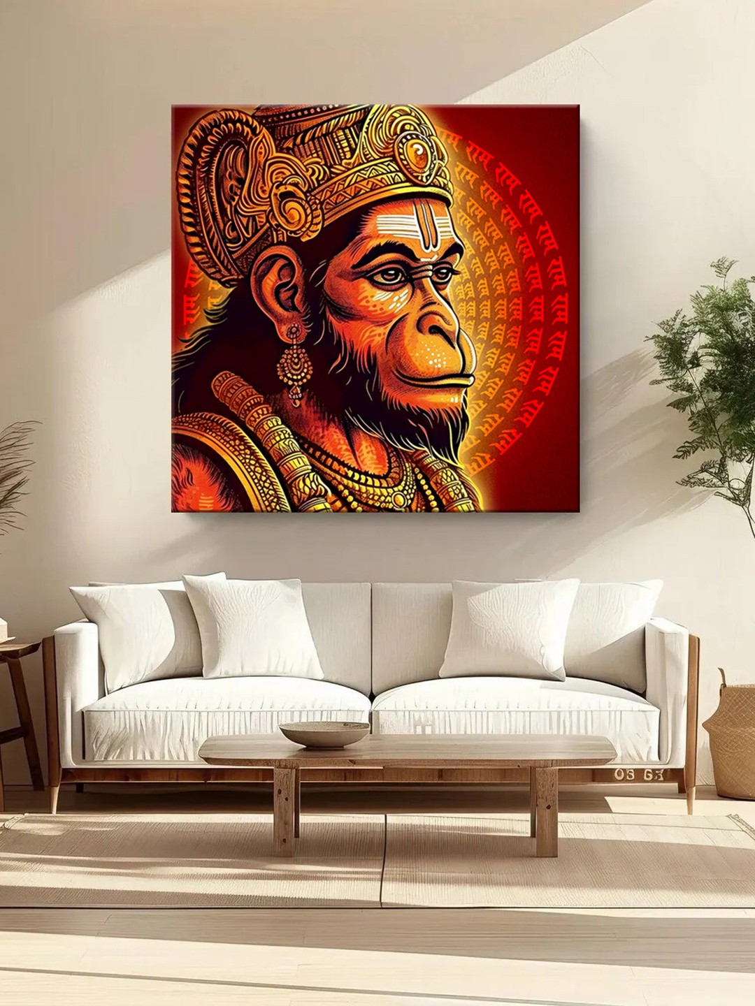 

999Store Red & Yellow Canvas Religious Wall Paintings
