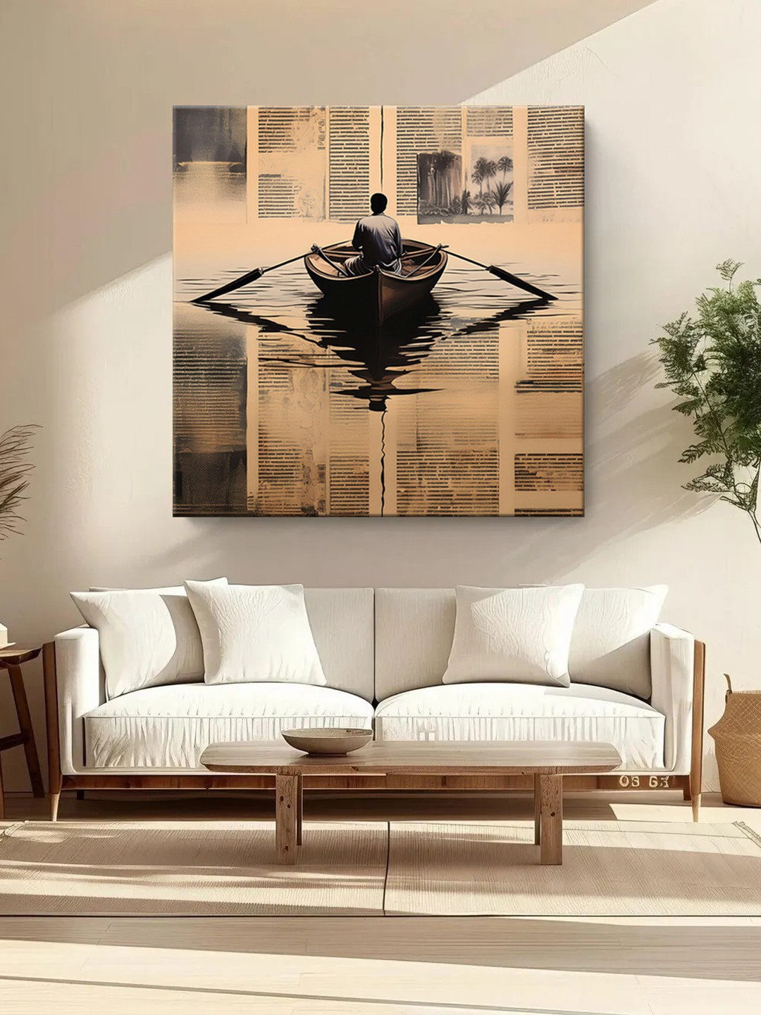 

999Store Brown & Black Canvas Abstract Wall Paintings