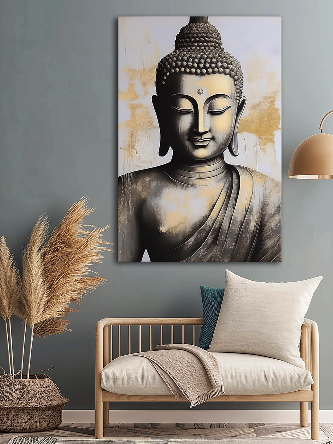 

999Store Grey & Brown Canvas Religious Wall Art