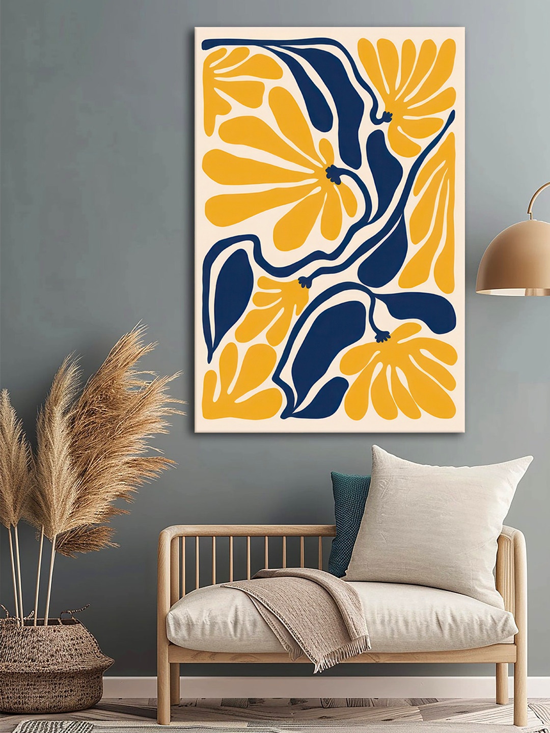 

999Store Yellow & Blue Floral Canvas Wall Art