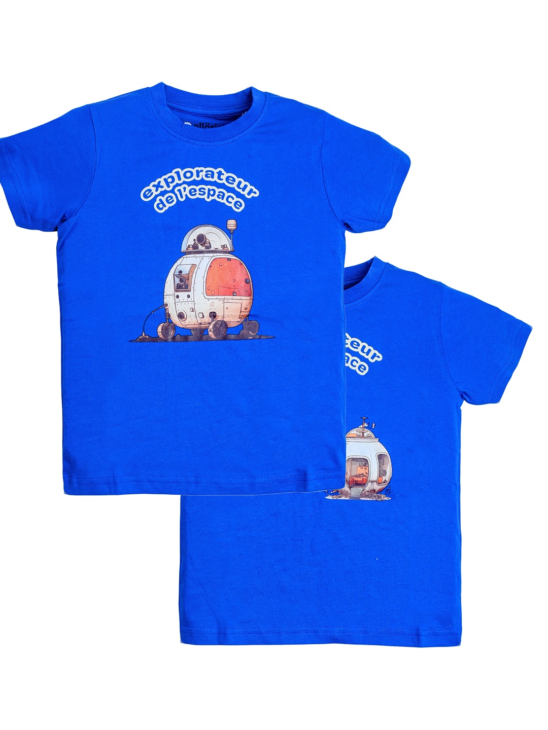 

allorio kids Premium Boys Pack Of 2 Printed Pure Cotton Slim Fit T-shirt, Blue