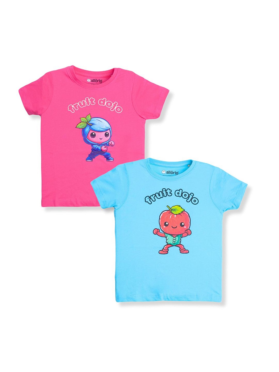 

allorio kids Girls Pack of 2 Cotton Printed T-shirt, Pink