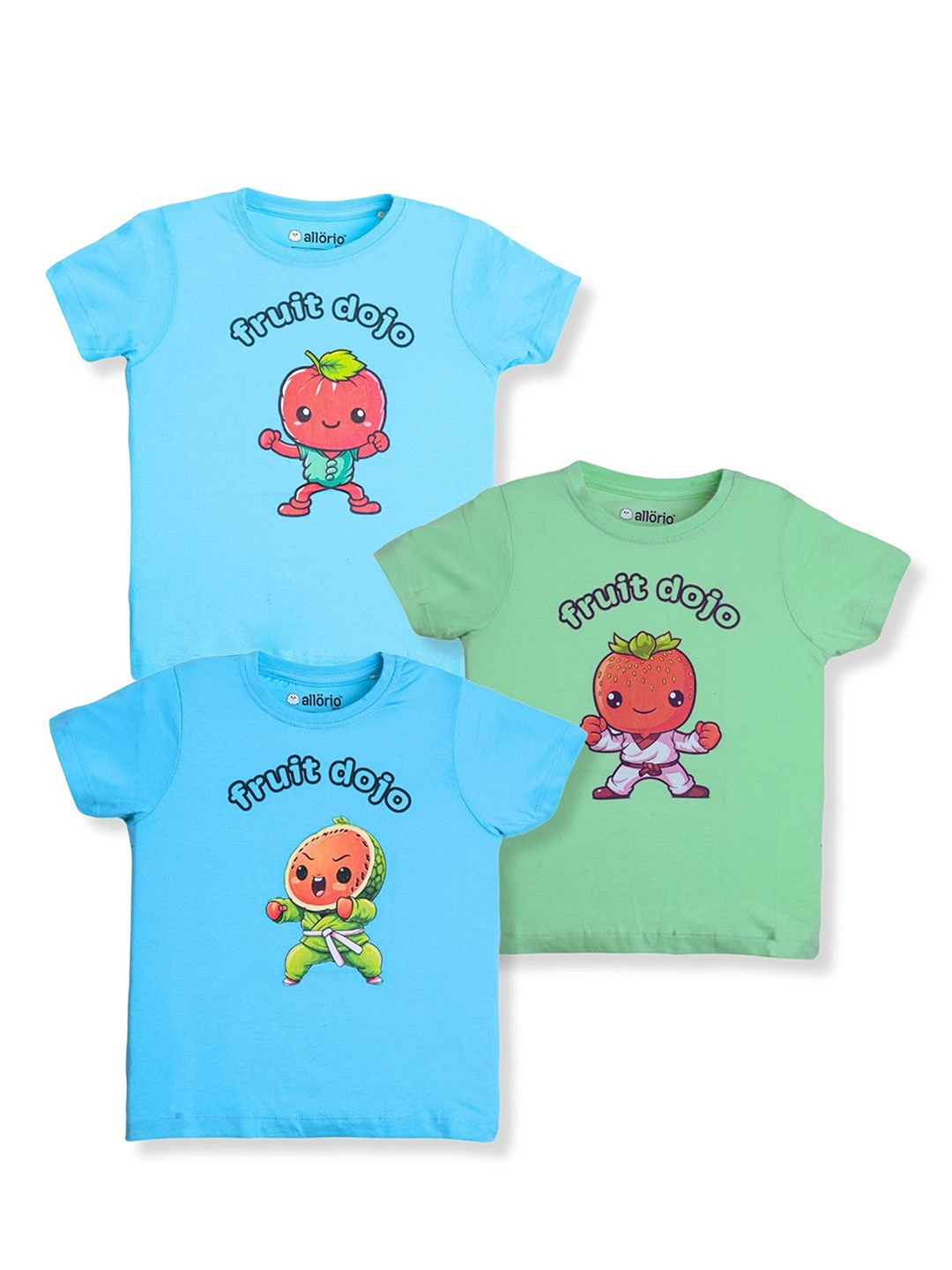 

allorio kids Girls Pack Of 3 Graphic Printed Round Neck Cotton T-shirts, Multi