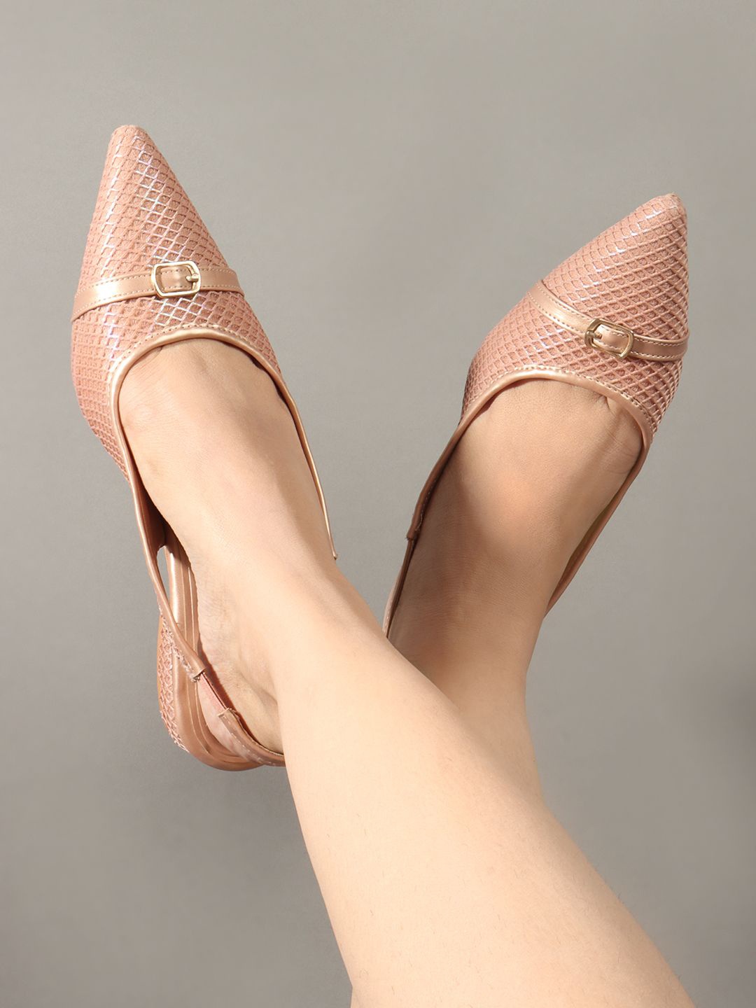 

Carlton London Woven Design Block Heel Mules, Rose gold