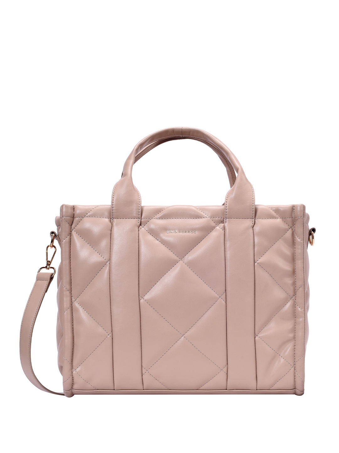 

Lino Perros Quilted Structured Handheld Bag, Beige