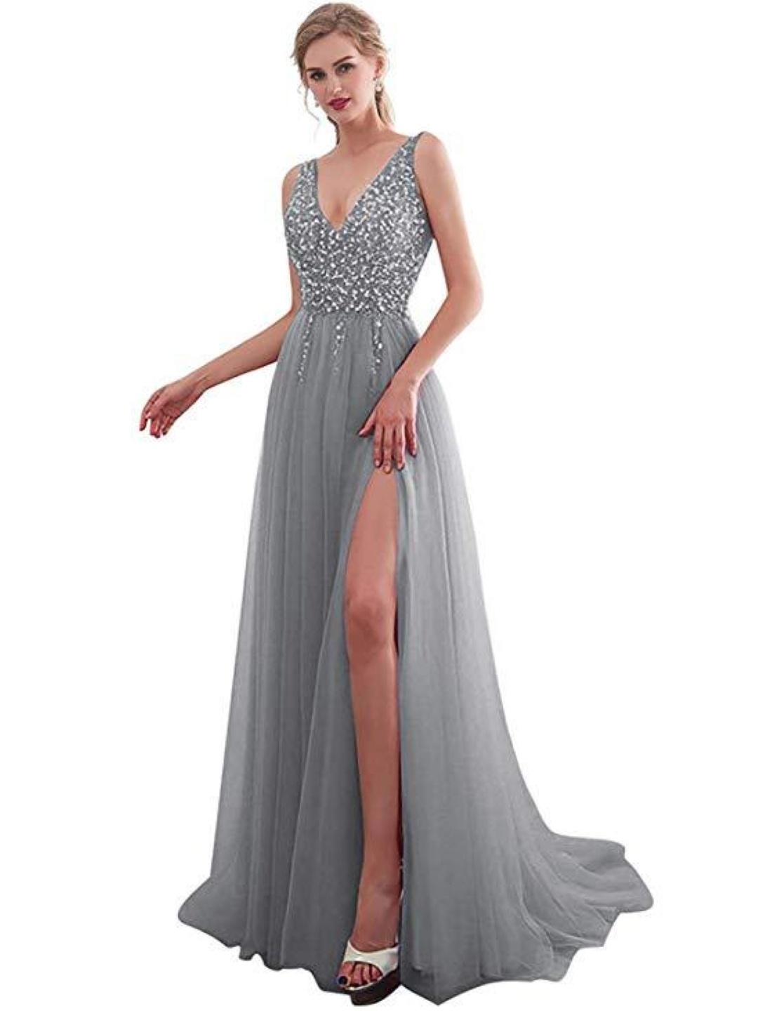 

KPOP Women Solid A-Line Maxi Dress, Grey