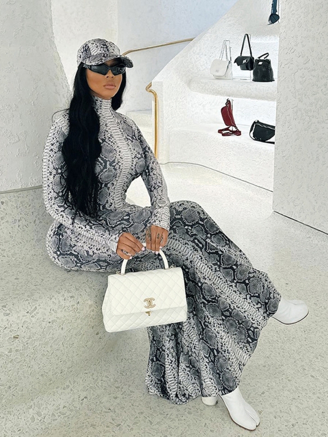 

KPOP Women Animal Print Bodycon Maxi Dress, Grey