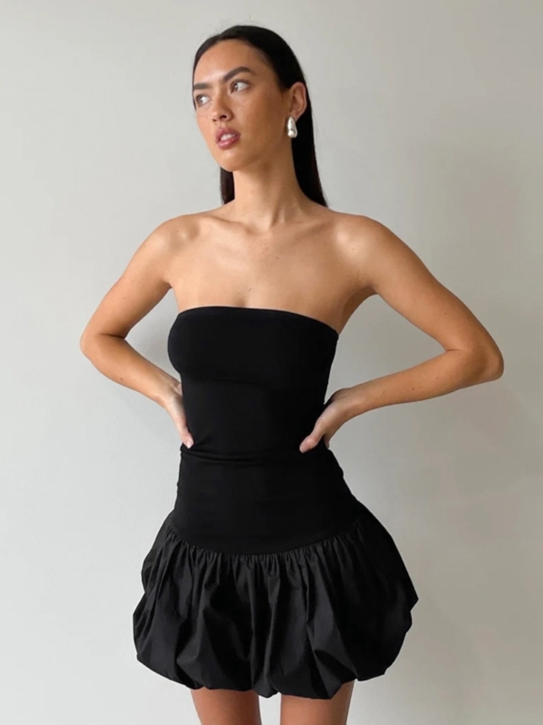 

KPOP Strapless Bandeau Mini Dress, Black