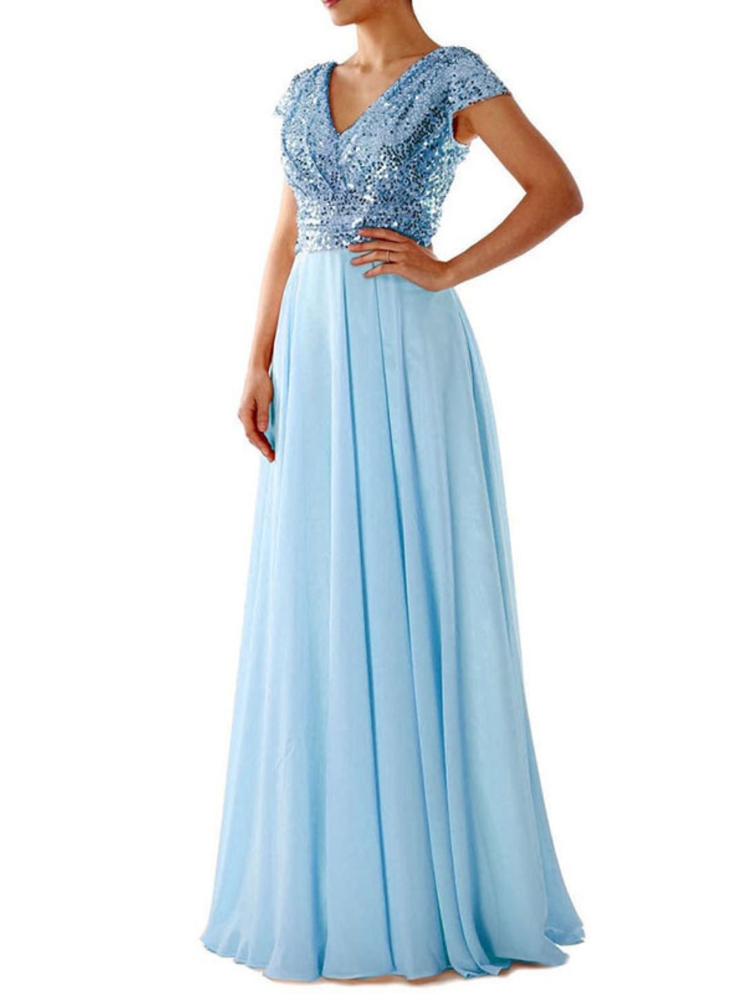 

KPOP Embellished Maxi Dress, Turquoise blue