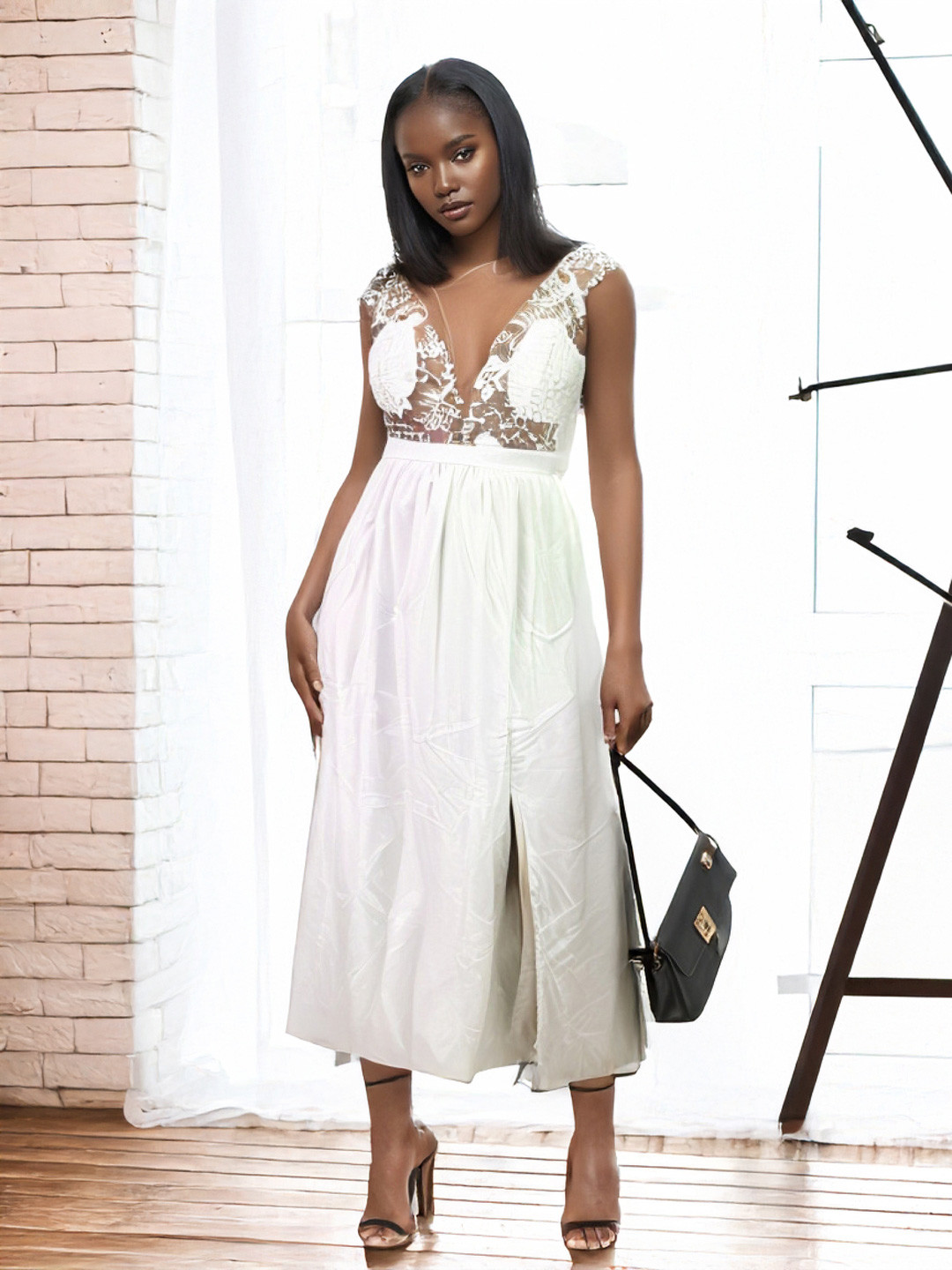 

KPOP Self Design Maxi Dress, White