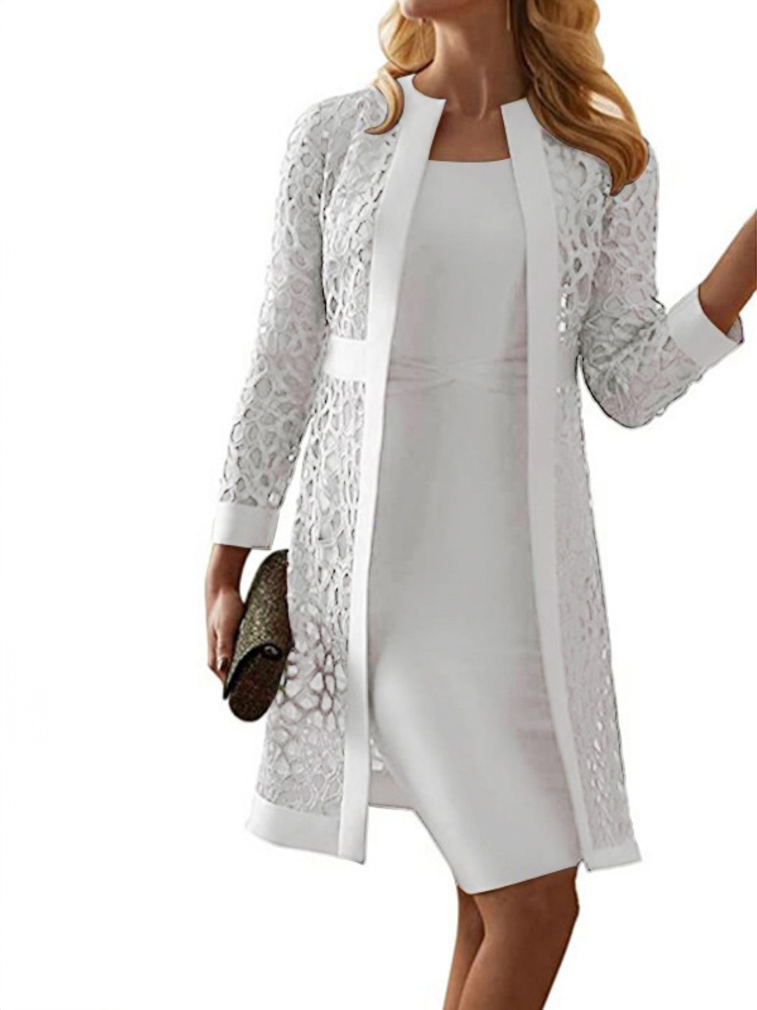 

KPOP Women Round Neck Bodycon Dress, White