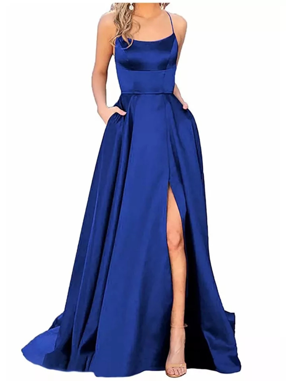 

KPOP Women Fit and Flare Maxi Dress, Navy blue