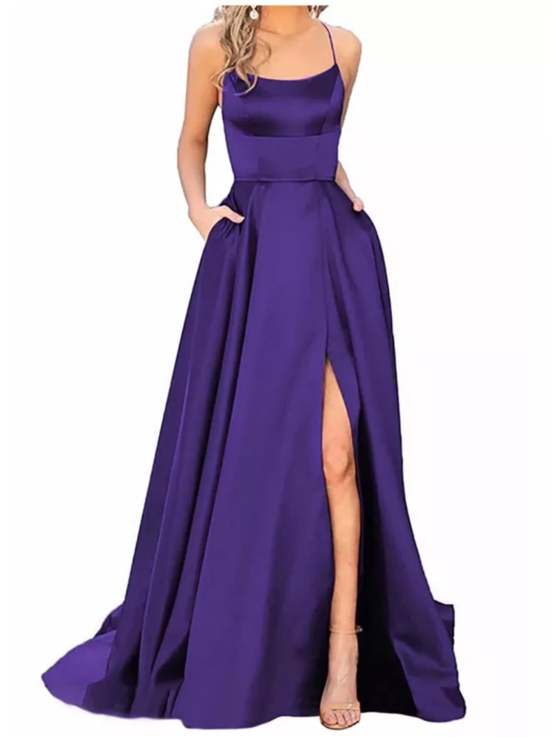 

KPOP Women Shoulder Straps Maxi Dress, Purple