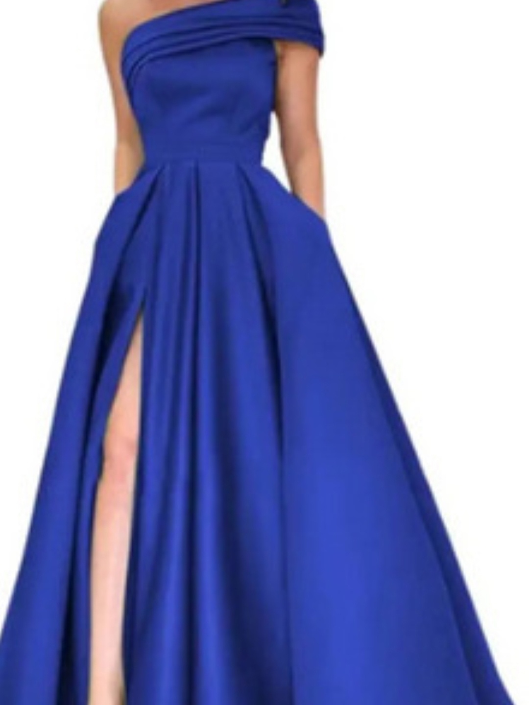 

KPOP Solid One Shoulder Maxi Dress, Navy blue