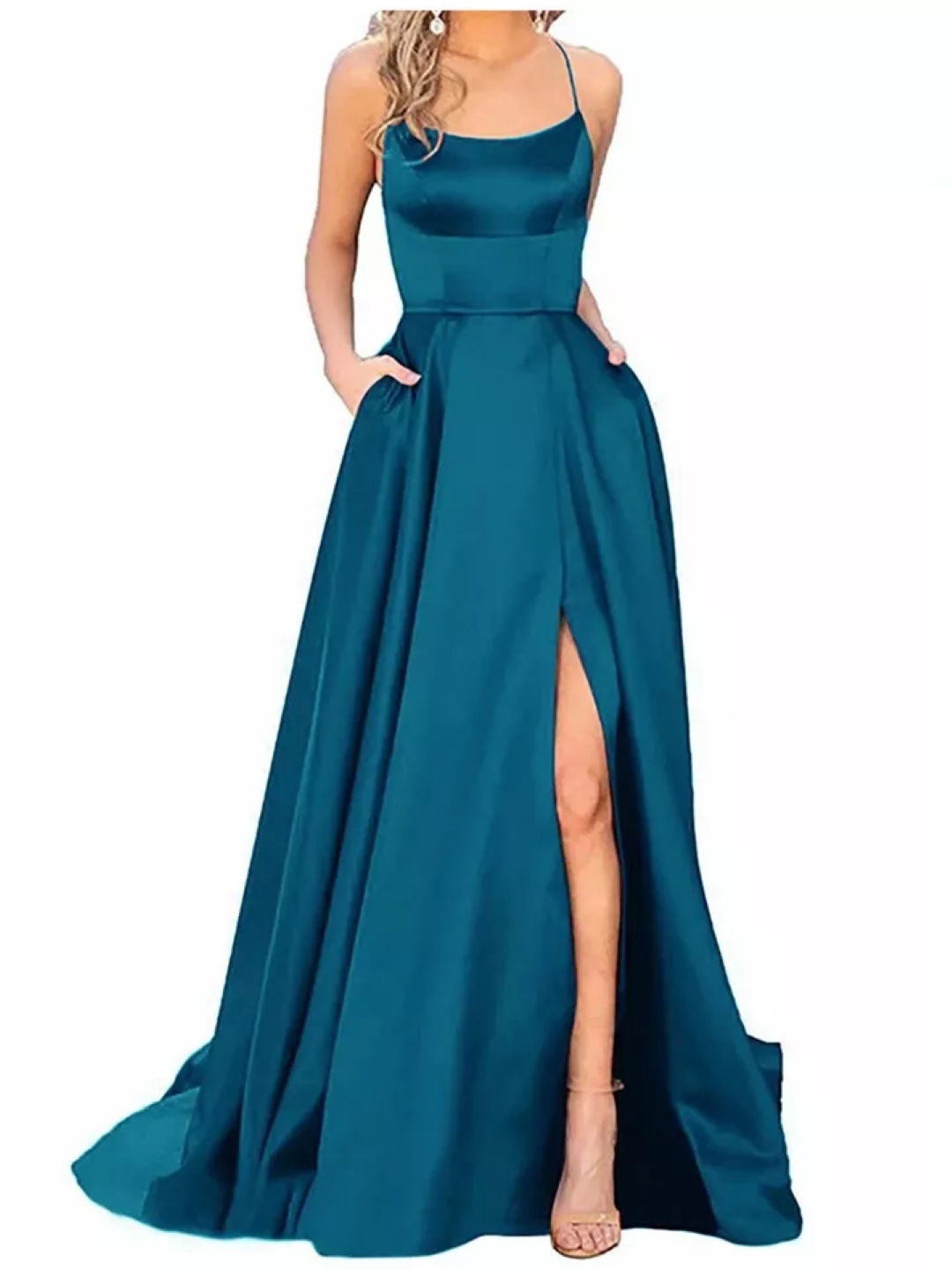 

KPOP Shoulder Straps Maxi Dress, Teal